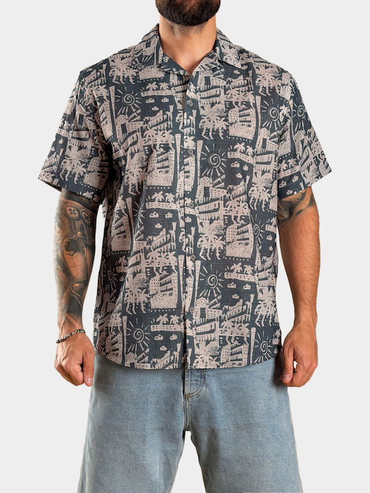 Short Sleeve Cotton Shirt Blue