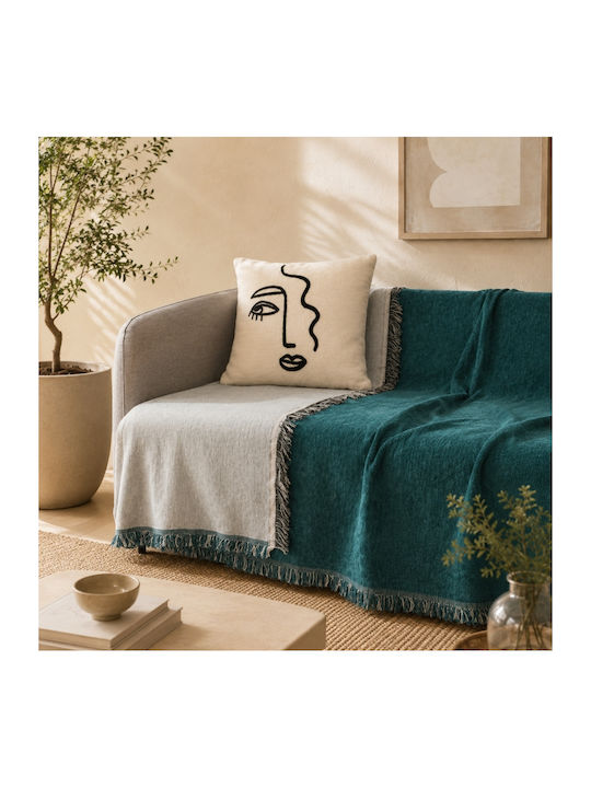 My Home Luxury Ριχτάρι Διθέσιου Καναπέ Ζακάρ 180x240εκ. Πετρόλ