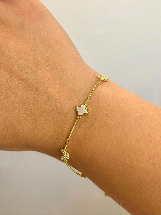 Ios Women's Bracelet with Cross Design Gold Plated Silver with Zircon Ios Women's Bracelet with Cross Design Gold Plated Silver with Zircon