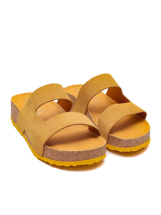 Leather Women's Anatomic Flatforms Yellow