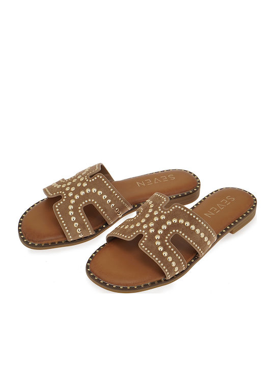 Damen Flache Sandalen Beige