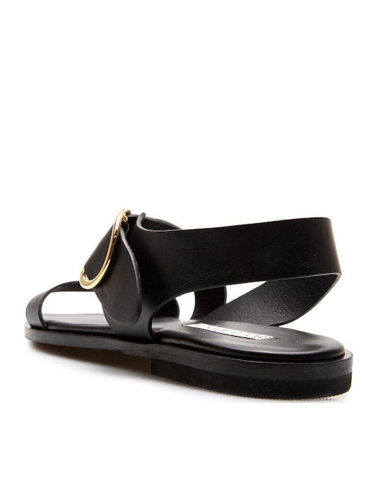 Leather Women's Flat Sandals Black