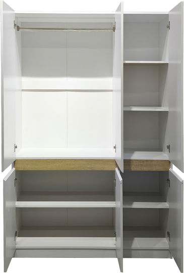 Merzia Τρίφυλλη Ντουλάπα Λευκό 120x46.5x183cm