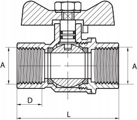 Gas Kugelhahn 3/4 Zoll F F Schmetterling