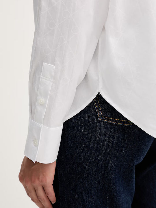 Long Sleeve Women's Denim Shirt White