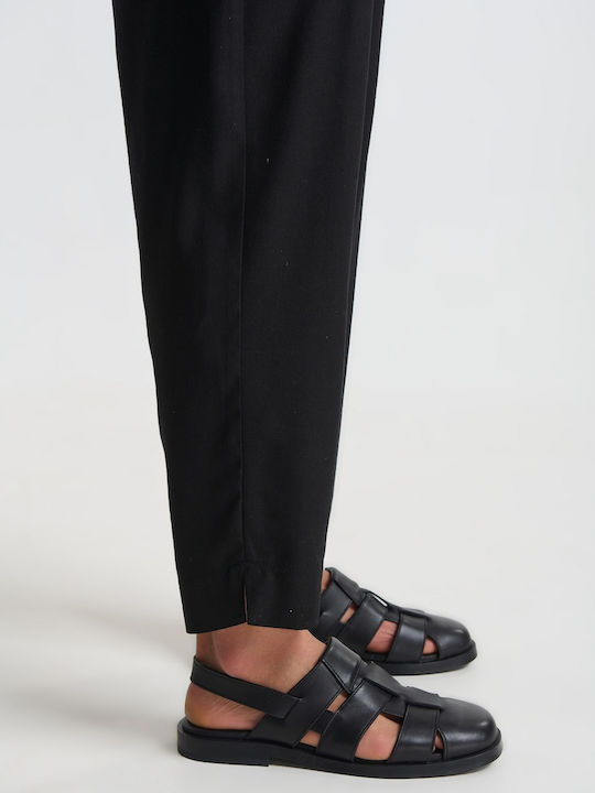 Trousers Set in Tapered Leg Black