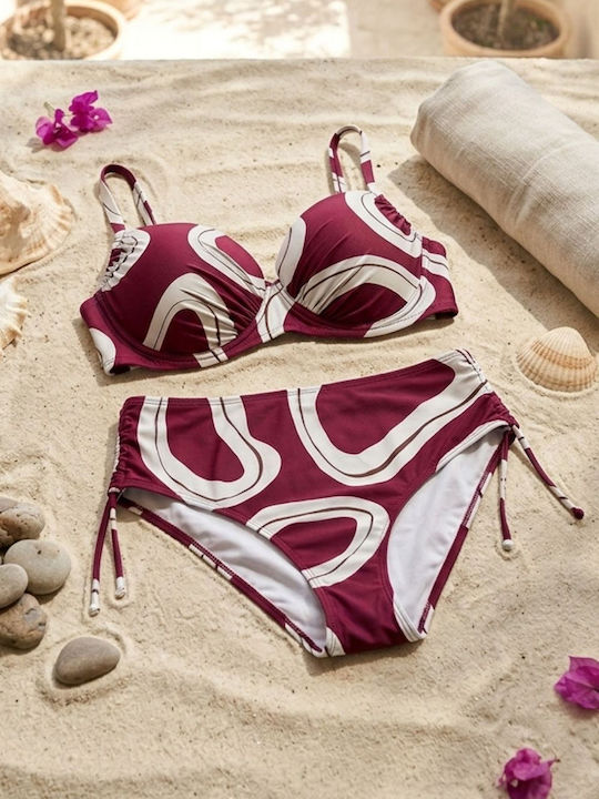 D0556 Set Bikini με Ελαφριά Ενίσχυση Μπορντο