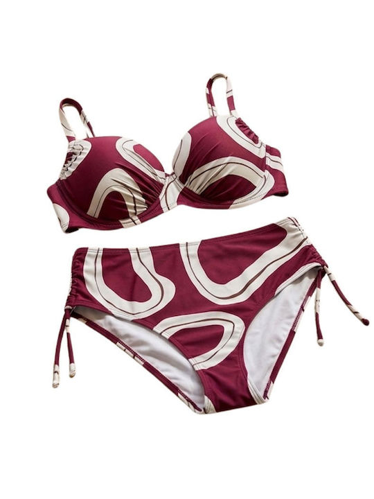 D0556 Set Bikini με Ελαφριά Ενίσχυση Μπορντο