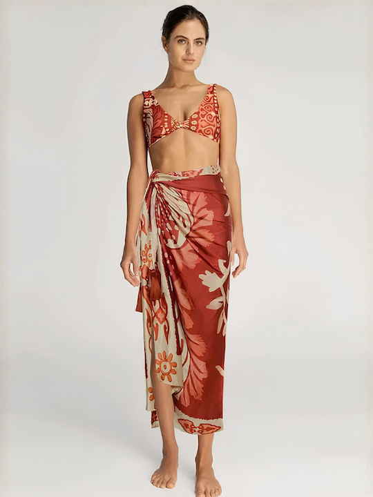 Set Bikini 3 Τεμαχίων Ψηλόμεσο Πορτοκαλί