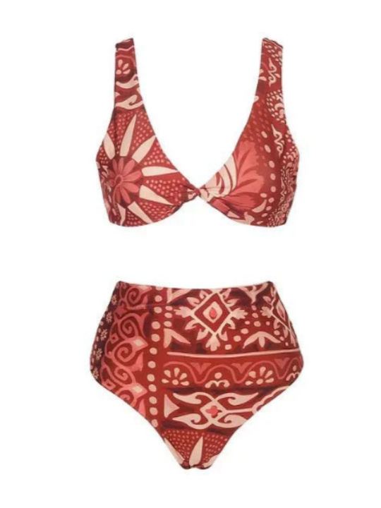 Set Bikini 3 Τεμαχίων Ψηλόμεσο Πορτοκαλί