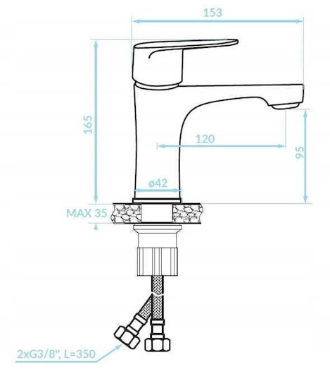 Deftrans Πάγκος με Νιπτήρα Μ50xΒ26xΥ86cm Oak
