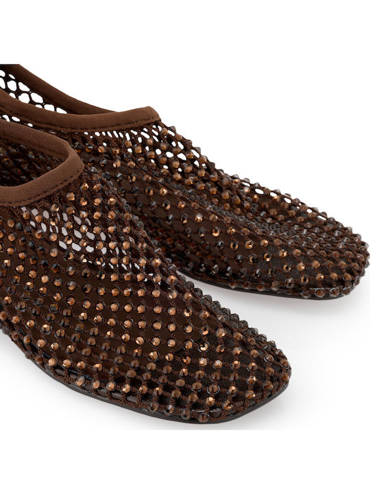 Women's Ballerina Shoes In Brown Colour