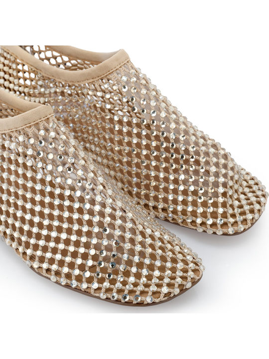 Women's Ballerina Shoes In Beige Colour