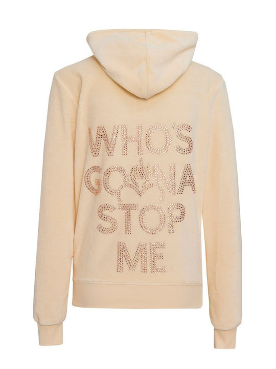 Women's Velvet Hoodie Sweatshirt Cardigan White