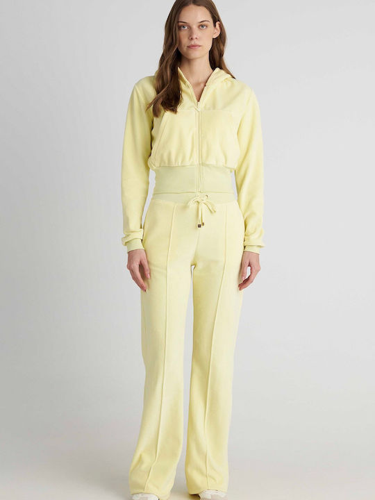 Women's Velvet Hoodie Sweatshirt Jacket Yellow