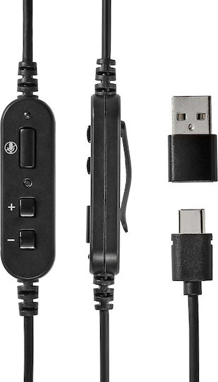 Nedis Auf Dem Ohr Multimedia-Kopfhörer Mit Mikrofon Und Verbindung USB-A / USB-C CHSTU110BK