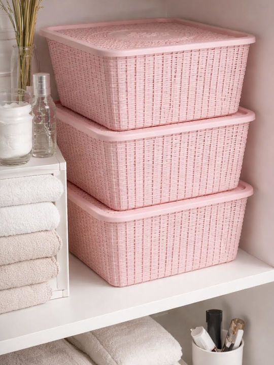 AGC AGC Kunststoff Aufbewahrungsbox mit Deckel Rosa 35,5x24,5x20cm