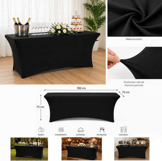 Capac Elastic De Masă Negru Ø75cm