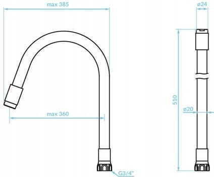 Țeavă Flexibilă Pentru Robinet De Chiuvetă Gri Cromat