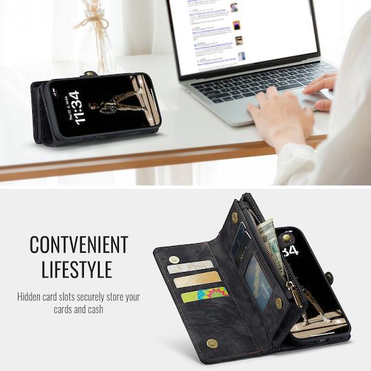Caseme Wallet Silicone / Synthetic Leather Black (iPhone 16)
