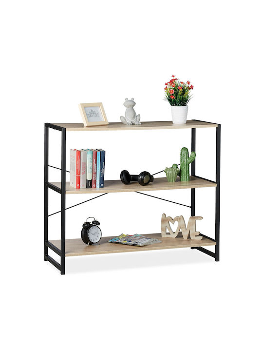 Bücherregal Hellbraun/Schwarz 95x35x80cm