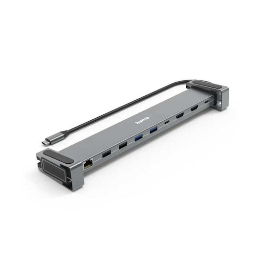 HAMA Stație de Andocare 9 în 1 USB-C cu HDMI 4K PD Ethernet Gri