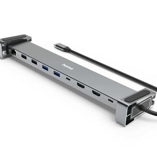 HAMA Stație de Andocare 9 în 1 USB-C cu HDMI 4K PD Ethernet Gri