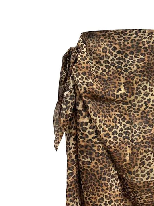 Mc2 Saint Barth Thaiti Silk Leopard 19 Print Pareo Women Mc2 Saint Barth Brown Black Beige Tait001-00168l