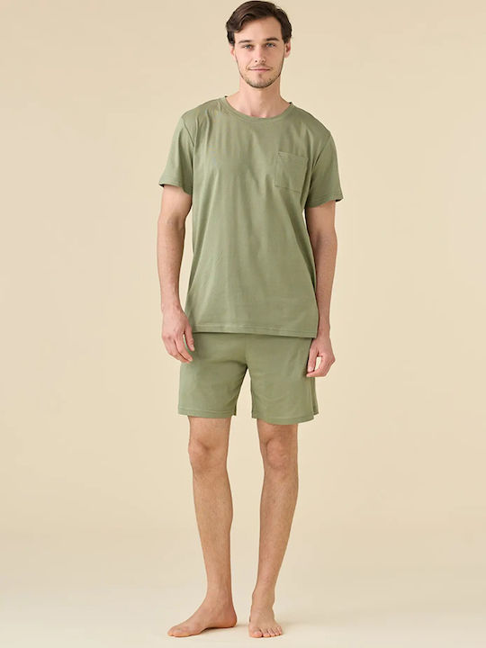 Noidinotte Sommer Herrenpyjama Baumwoll Robe Grün