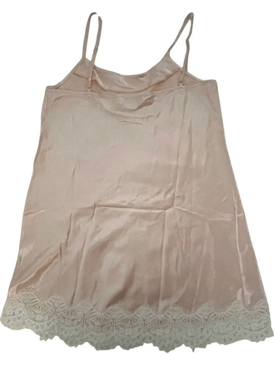 Jeannette Lingerie Καλοκαιρινό Γυναικείο Νυχτικό Ροζ Παλ