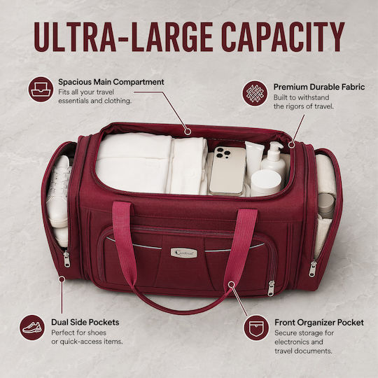 Cardinal Sack Voyage 75lt Burgundy Fabric L70xW31xH33cm