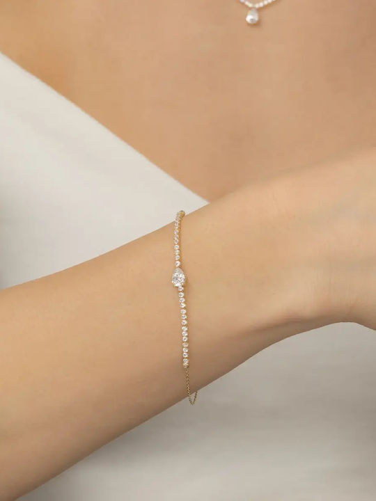 Set with Necklace Earrings & Bracelet from 14K Gold with Stones