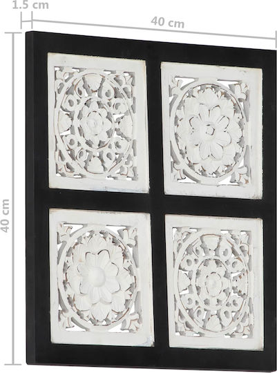 vidaXL Handmade Wall Decor Black Wooden 40x1.5x40cm