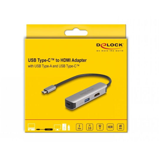 DeLock USB-C Docking Station με HDMI 4K PD Ασημί (61060)