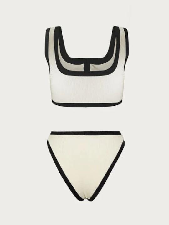 Set Bikini Hohe Taille Schwarz-Weiß