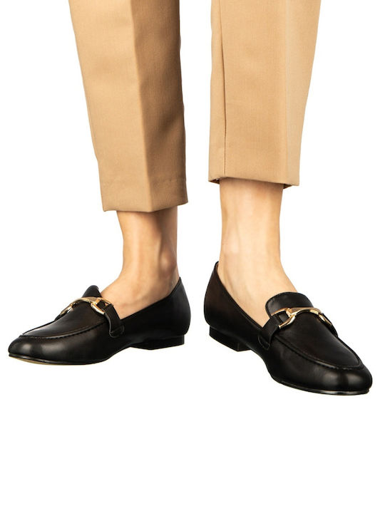 Δερμάτινα Γυναικεία Loafers σε Μαύρο Χρώμα
