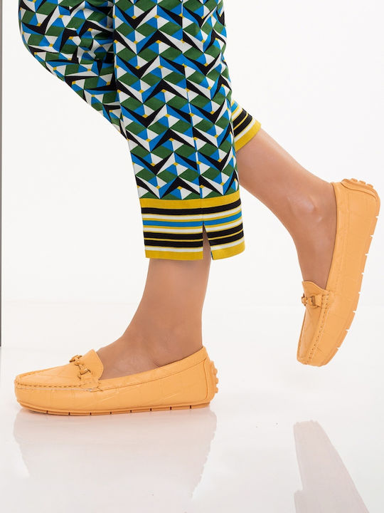 Loafers Dama Din Piele În Culoare Portocalie