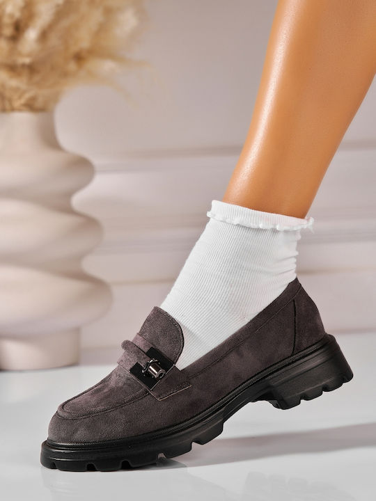 Mocasini Dama Din Piele Gri