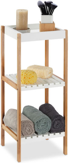 Relaxdays Επιδαπέδια Ραφιέρα Μπάνιου Bamboo 72x30x29cm Λευκή