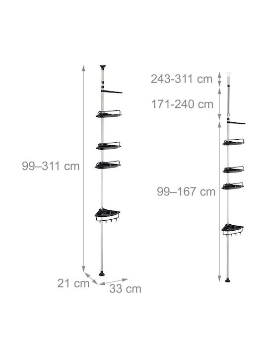 Relaxdays Floor Wall Mounted Bathroom Shelf Metallic 99x33x21cm Black