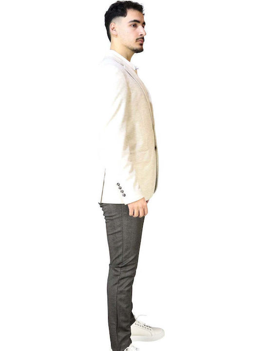 Men’s Suit Jacket with Slim Fit Ecru