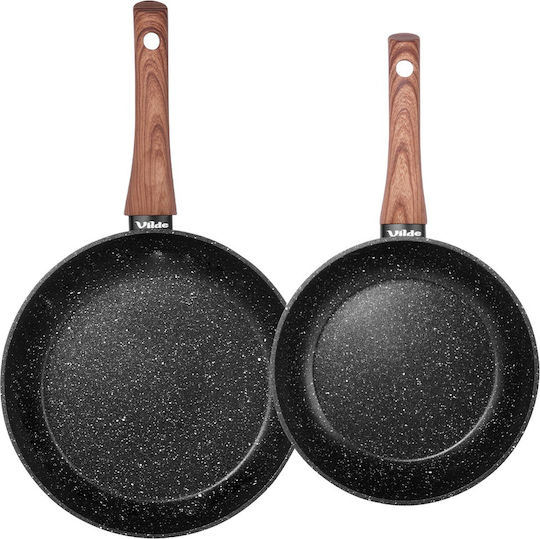 Vilde Vilde Pfannen-Set aus Aluminium Black&Wood mit Antihaftbeschichtung 2 Töpfe