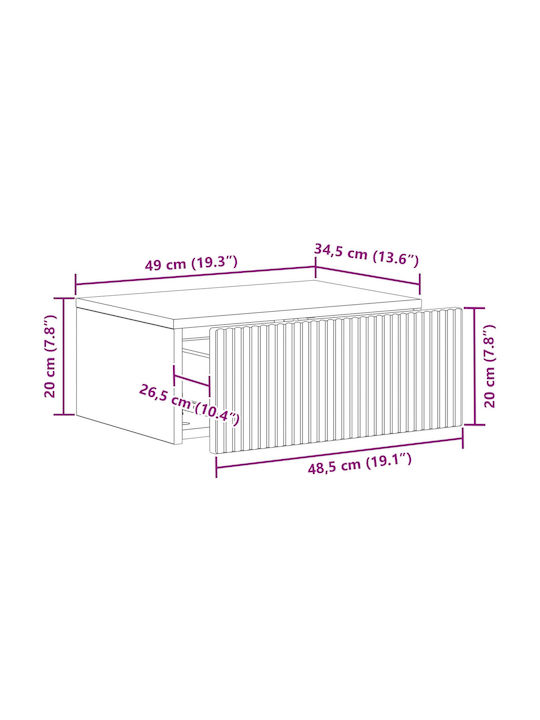 Wooden Gray Bedside Tables 2 Pieces 49x34.5x20cm