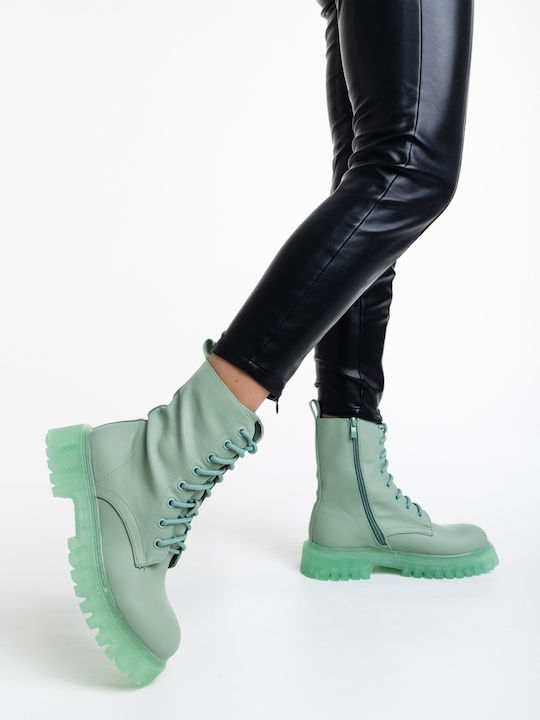 Women's Ankle Boots with Platform Green
