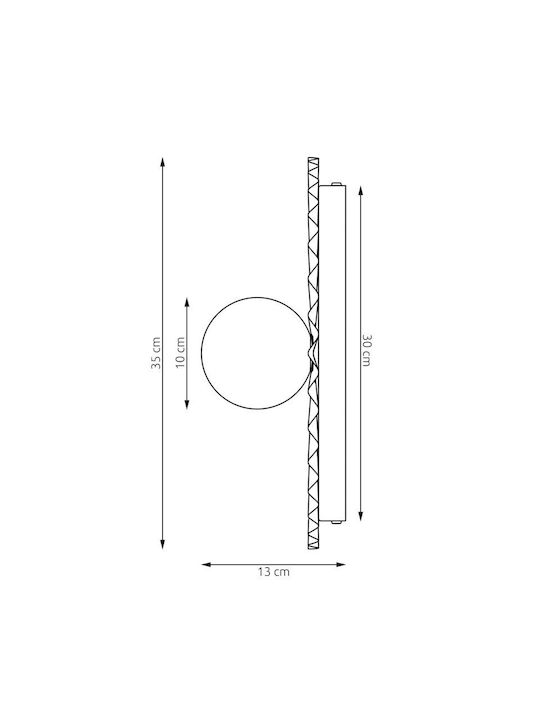 Wall Lamp L Umbra Made In Poland Φ10 Steel & Glass White 1727/k1l-emibig 1727/k1l