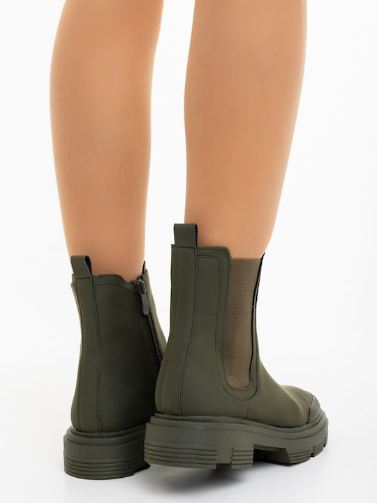 Women's Ankle Boots with Platform Green