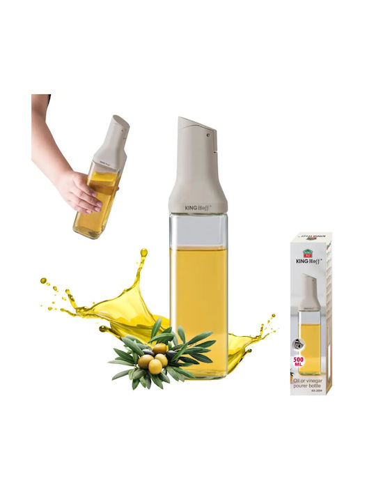 KING Hoff Δοχείο Λαδιού Γυάλινο με Ροή 500ml