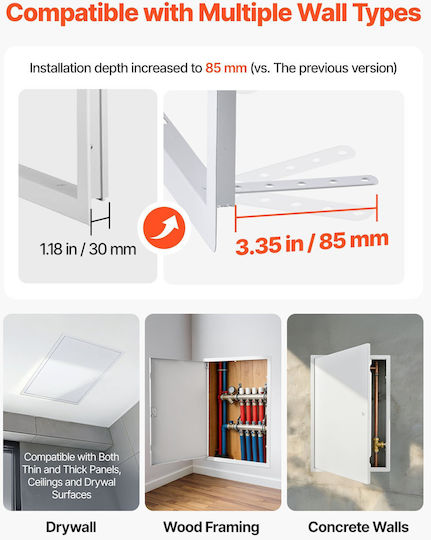Vevor Plasterboard Access Door 64x44 Cm Galvanized Steel White Jsjxmb1624in1sy3v001v0