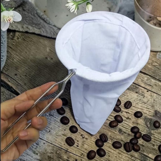 Fabric Coffee-Tea Filter Sock Metal Handle 22cm 7kzn168