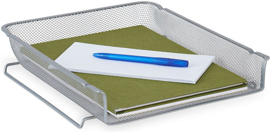 Relaxdays Document Holder Metal Silver 6.5x28.5x34cm